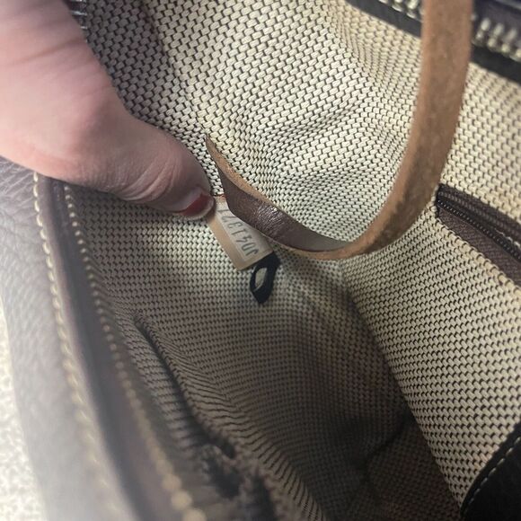 Dooney & Bourke Y2K 90s Black Brown Buckle Shoulder Leather Purse - Picture 3 of 9